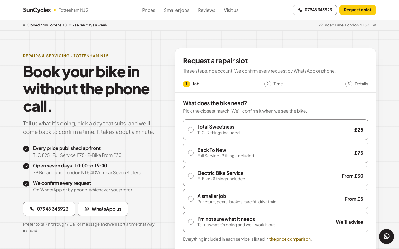 Screenshot of the Concierge concept homepage
